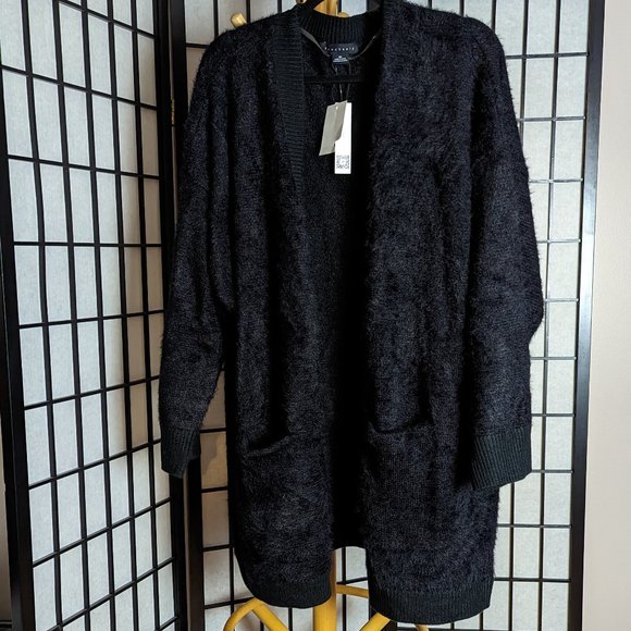 NWT Sanctuary black long fuzzy cardigan - Picture 2 of 4